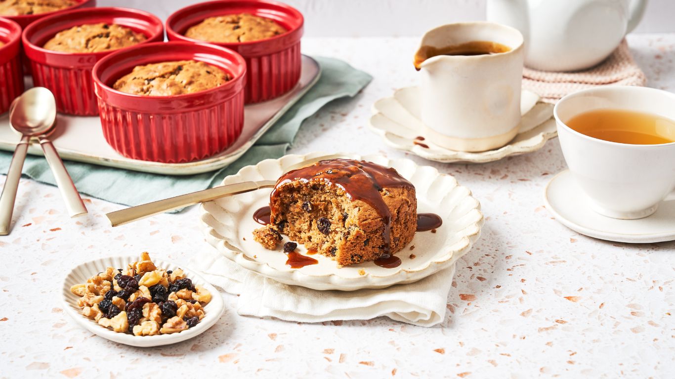 Sticky Currant, Walnut & Ginger Puddings - Sunbeam Foods - Australian Dried Fruits