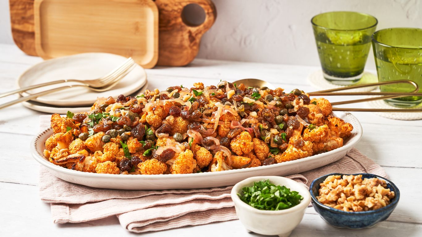 Spice Roasted Cauliflower & Sunmuscat Sultana Dressing - Sunbeam Foods - Australian Dried Fruits